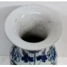 ANTICO GRANDE VASO CINESE BALAUSTRA PORCELLANA CELADON BLU BIANCO FIORI UCCELLI