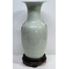 ANTICO GRANDE VASO CINESE BALAUSTRA PORCELLANA CELADON BLU BIANCO FIORI UCCELLI