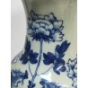 ANTICO GRANDE VASO CINESE BALAUSTRA PORCELLANA CELADON BLU BIANCO FIORI UCCELLI