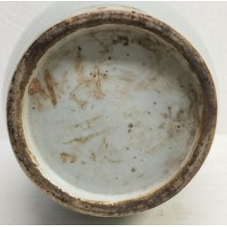 ANTICO GRANDE VASO CINESE BALAUSTRA PORCELLANA CELADON BLU BIANCO FIORI UCCELLI