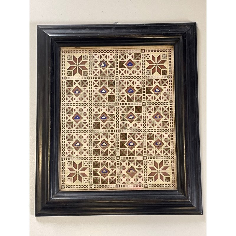 TECA RELIQUIARIO antico QUADRO DEVOZIONALE carta pizzo 16 RELIQUIE SANTI 1700
