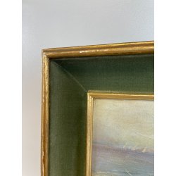 ANTICO QUADRO DIPINTO OLIO SU TAVOLA A.MASTANZONI 1900 MARINA PESCATORE BARCA