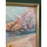 ANTICO QUADRO DIPINTO OLIO SU TAVOLA A.MASTANZONI 1900 MARINA PESCATORE BARCA