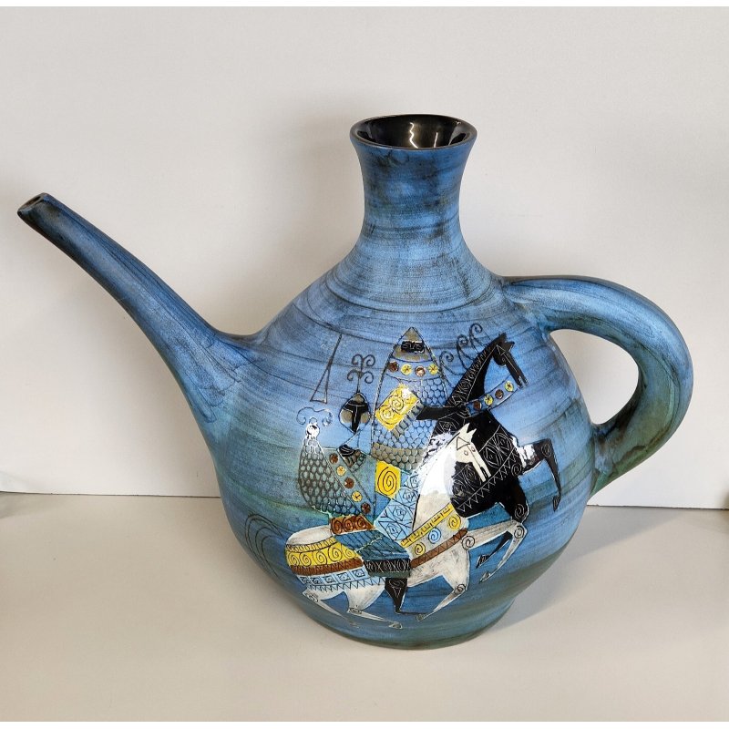 GRANDE VASO CERAMICA Jean De Lespinasse ANNI 60 Annaffiatoio DIPINTO KNIGHT