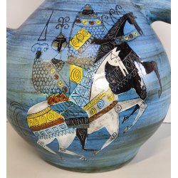 GRANDE VASO CERAMICA Jean De Lespinasse ANNI 60 Annaffiatoio DIPINTO KNIGHT