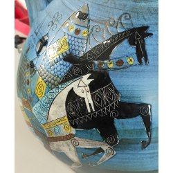 GRANDE VASO CERAMICA Jean De Lespinasse ANNI 60 Annaffiatoio DIPINTO KNIGHT