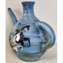 GRANDE VASO CERAMICA Jean De Lespinasse ANNI 60 Annaffiatoio DIPINTO KNIGHT