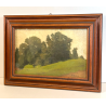 ANTICO QUADRO DIPINTO OLIO SU CARTONCINO PIOVANO BARTOLOMEO PAESAGGIO PRATO 1920