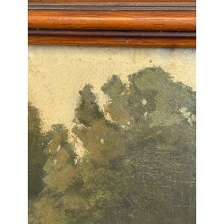 ANTICO QUADRO DIPINTO OLIO SU CARTONCINO PIOVANO BARTOLOMEO PAESAGGIO PRATO 1920