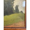 ANTICO QUADRO DIPINTO OLIO SU CARTONCINO PIOVANO BARTOLOMEO PAESAGGIO PRATO 1920