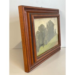 ANTICO QUADRO DIPINTO OLIO SU CARTONCINO PIOVANO BARTOLOMEO PAESAGGIO PRATO 1920