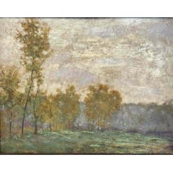 ANTICO QUADRO DIPINTO OLIO SU TAVOLA PIOVANO BARTOLOMEO PAESAGGIO PIANURA 1933