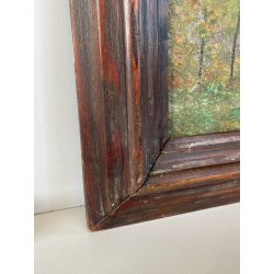 ANTICO QUADRO DIPINTO OLIO SU TAVOLA PIOVANO BARTOLOMEO PAESAGGIO PIANURA 1933