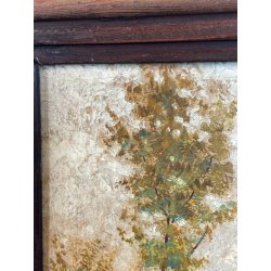 ANTICO QUADRO DIPINTO OLIO SU TAVOLA PIOVANO BARTOLOMEO PAESAGGIO PIANURA 1933