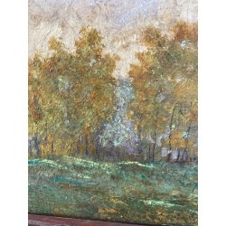 ANTICO QUADRO DIPINTO OLIO SU TAVOLA PIOVANO BARTOLOMEO PAESAGGIO PIANURA 1933