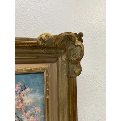 ANTICO QUADRO DIPINTO OLIO SU CARTONE PIOVANO BARTOLOMEO PAESAGGIO CILIEGI 1957