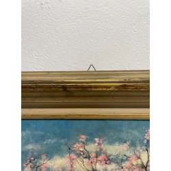 ANTICO QUADRO DIPINTO OLIO SU CARTONE PIOVANO BARTOLOMEO PAESAGGIO CILIEGI 1957