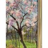ANTICO QUADRO DIPINTO OLIO SU CARTONE PIOVANO BARTOLOMEO PAESAGGIO CILIEGI 1957