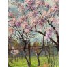 ANTICO QUADRO DIPINTO OLIO SU CARTONE PIOVANO BARTOLOMEO PAESAGGIO GILIEGI 1957