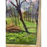 ANTICO QUADRO DIPINTO OLIO SU CARTONE PIOVANO BARTOLOMEO PAESAGGIO CILIEGI 1957