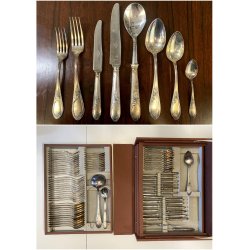 Servizio 12p. POSATE G.B.I.M. Broggi Milano STILE ROCAILLE METALLO ARGENTATO BOX