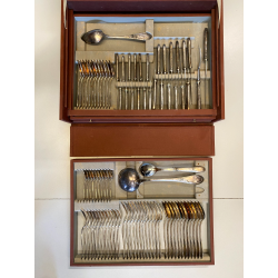 Servizio 12p. POSATE G.B.I.M. Broggi Milano STILE ROCAILLE METALLO ARGENTATO BOX