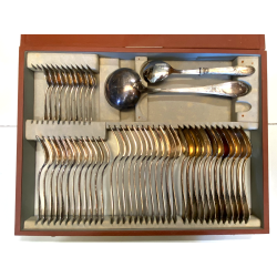 Servizio 12p. POSATE G.B.I.M. Broggi Milano STILE ROCAILLE METALLO ARGENTATO BOX