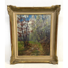 ANTICO QUADRO DIPINTO OLIO SU CARTONE PIOVANO BARTOLOMEO PAESAGGIO BOSCO 1972