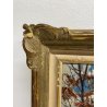 ANTICO QUADRO DIPINTO OLIO SU CARTONE PIOVANO BARTOLOMEO PAESAGGIO BOSCO 1972