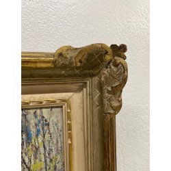 ANTICO QUADRO DIPINTO OLIO SU CARTONE PIOVANO BARTOLOMEO PAESAGGIO BOSCO 1972