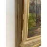 ANTICO QUADRO DIPINTO OLIO SU CARTONE PIOVANO BARTOLOMEO PAESAGGIO BOSCO 1972