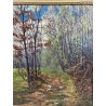 ANTICO QUADRO DIPINTO OLIO SU CARTONE PIOVANO BARTOLOMEO PAESAGGIO BOSCO 1972