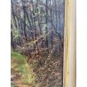 ANTICO QUADRO DIPINTO OLIO SU CARTONE PIOVANO BARTOLOMEO PAESAGGIO BOSCO 1972