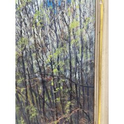 ANTICO QUADRO DIPINTO OLIO SU CARTONE PIOVANO BARTOLOMEO PAESAGGIO BOSCO 1972