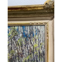ANTICO QUADRO DIPINTO OLIO SU CARTONE PIOVANO BARTOLOMEO PAESAGGIO BOSCO 1972