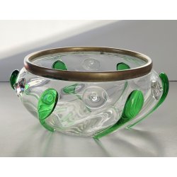 ANTICA CIOTOLA VETRO Art Nouveau ANELLO BRONZO GOCCE VETRO SOFFIATO Murano 1930