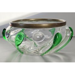 ANTICA CIOTOLA VETRO Art Nouveau ANELLO BRONZO GOCCE VETRO SOFFIATO Murano 1930