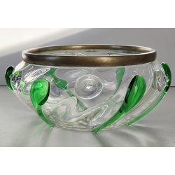 ANTICA CIOTOLA VETRO Art Nouveau ANELLO BRONZO GOCCE VETRO SOFFIATO Murano 1930