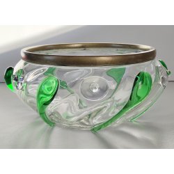 ANTICA CIOTOLA VETRO Art Nouveau ANELLO BRONZO GOCCE VETRO SOFFIATO Murano 1930