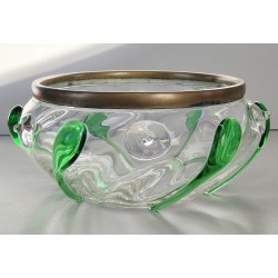 ANTICA CIOTOLA VETRO Art Nouveau ANELLO BRONZO GOCCE VETRO SOFFIATO Murano 1930