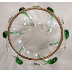 ANTICA CIOTOLA VETRO Art Nouveau ANELLO BRONZO GOCCE VETRO SOFFIATO Murano 1930
