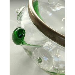 ANTICA CIOTOLA VETRO Art Nouveau ANELLO BRONZO GOCCE VETRO SOFFIATO Murano 1930