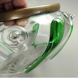 ANTICA CIOTOLA VETRO Art Nouveau ANELLO BRONZO GOCCE VETRO SOFFIATO Murano 1930