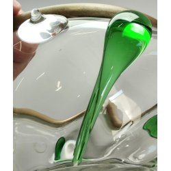 ANTICA CIOTOLA VETRO Art Nouveau ANELLO BRONZO GOCCE VETRO SOFFIATO Murano 1930