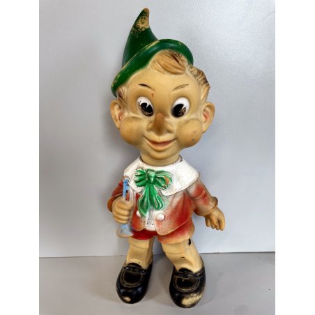 PINOCCHIO vintage LEDRA PLASTIC 1960 GOMMA gioco PUPAZZO burattino EPOCA h 36 cm