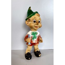 PINOCCHIO vintage LEDRA PLASTIC 1960 GOMMA gioco PUPAZZO burattino EPOCA h 36 cm
