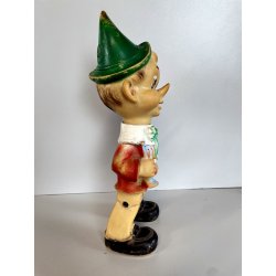 PINOCCHIO vintage LEDRA PLASTIC 1960 GOMMA gioco PUPAZZO burattino EPOCA h 36 cm