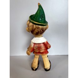 PINOCCHIO vintage LEDRA PLASTIC 1960 GOMMA gioco PUPAZZO burattino EPOCA h 36 cm