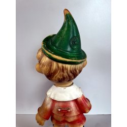 PINOCCHIO vintage LEDRA PLASTIC 1960 GOMMA gioco PUPAZZO burattino EPOCA h 36 cm