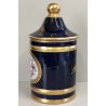 VASO con COPERCHIO PORCELLANA Sevres BLU ORO DECORO Bouquet Fiori JAR WITH LID